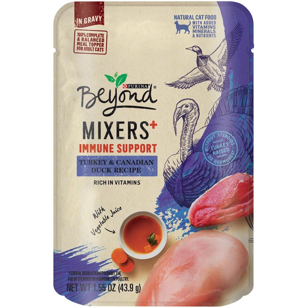 Purina Beyond Mixers+ Immune Support Turkey and Duck Wet Cat Food and Topper Pouch - 1.55 Oz - Case of 16  