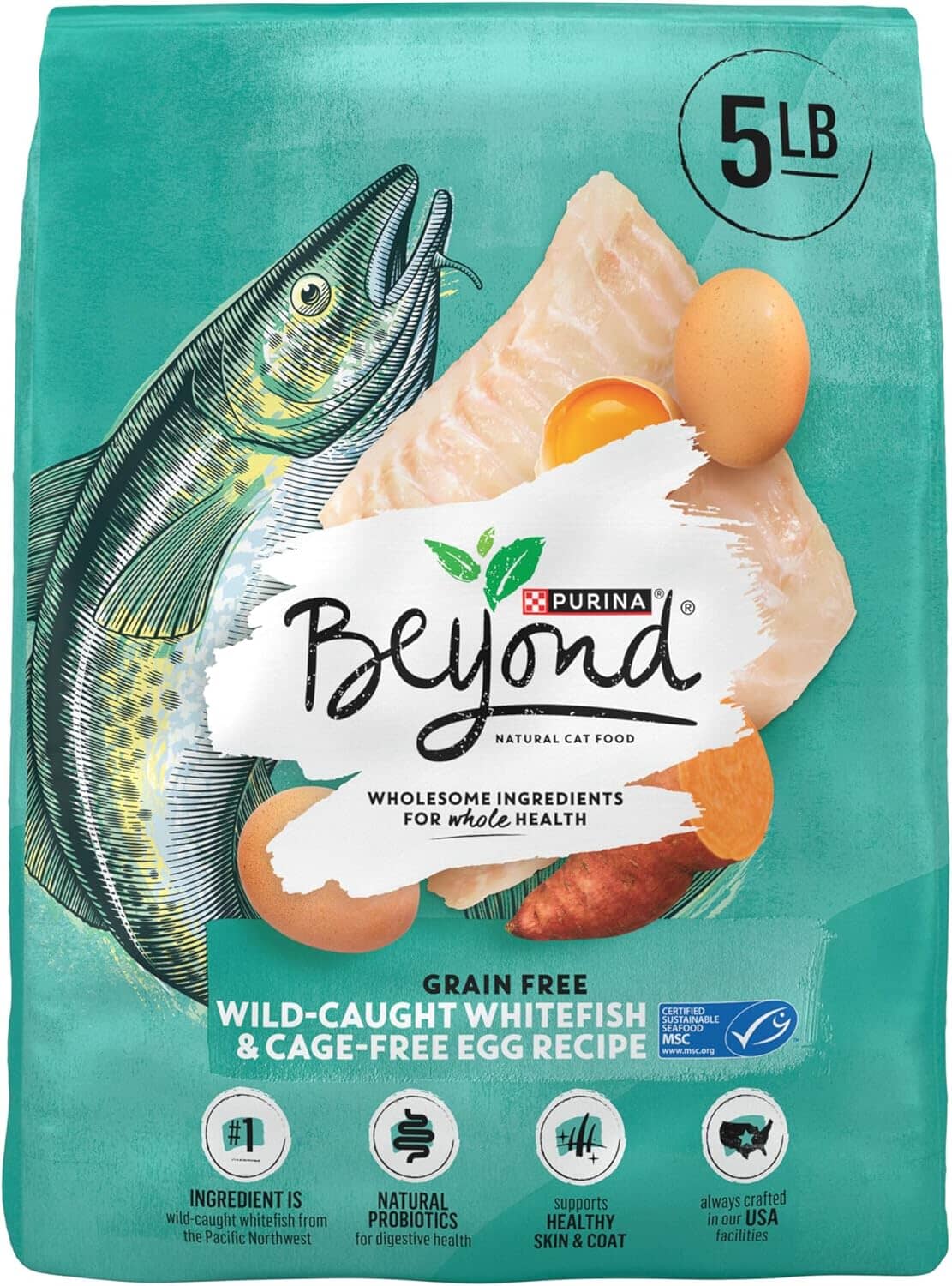 Purina Beyond Simply Grain-Free Whitefish Cage-Free Eggs and Sweet Potato Dry Cat Food - 5 Lbs - Case of 4