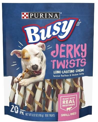 Purina Busy Bone Jerky Twists with Beefhide and Chicken Jerky Dog Treats - 6.52 Oz - Case of 5  