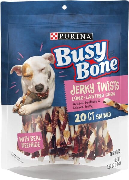 Purina Busy Bone Jerky Twists with Beefhide and Chicken Jerky Dog Treats - 6.52 Oz - Case of 5