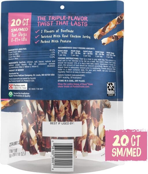 Purina Busy Bone Jerky Twists with Beefhide and Chicken Jerky Dog Treats - 6.52 Oz - Case of 5