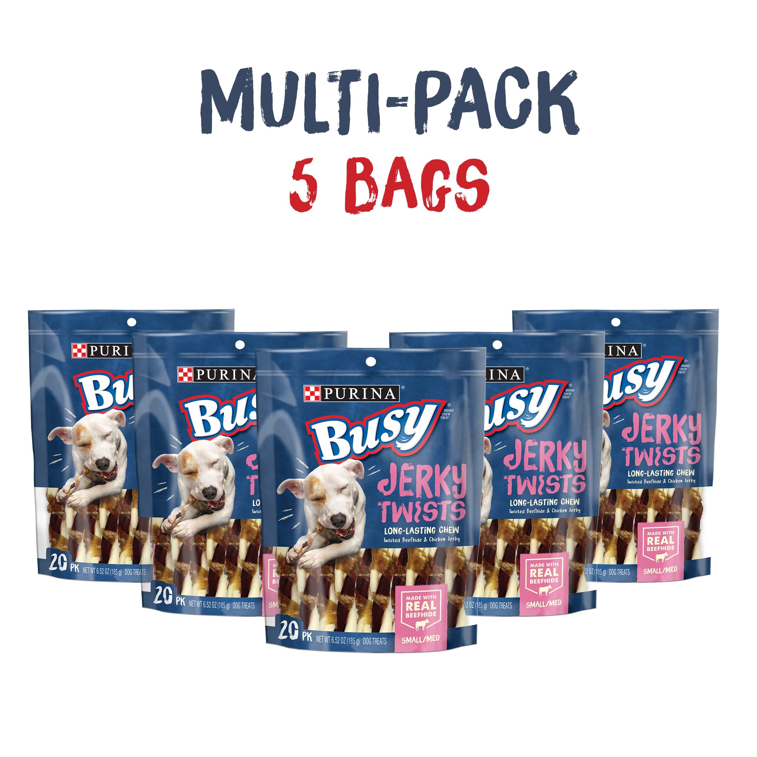 Purina Busy Bone Jerky Twists with Beefhide and Chicken Jerky Dog Treats - 6.52 Oz - Case of 5  