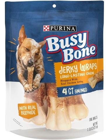 Purina Busy Bone Jerky Wraps Chicken and Beefhide Rawhide Dog Treats - 7.78 Oz - Case of 5  