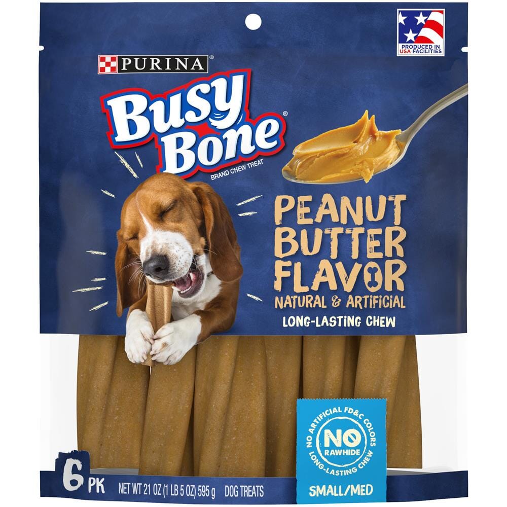 Purina Busy Bone Peanut Butter Flavor Hard Chews Dog Treats - Small/Medium - 21 Oz - Case of 4  