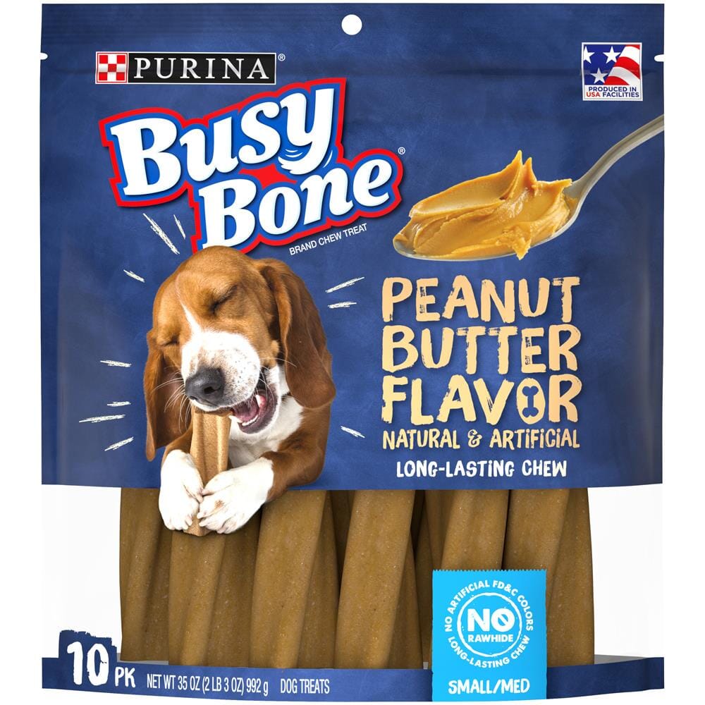 Purina Busy Bone Peanut Butter Flavor Hard Chews Dog Treats - Small/Medium - 35 Oz - Case of 4  