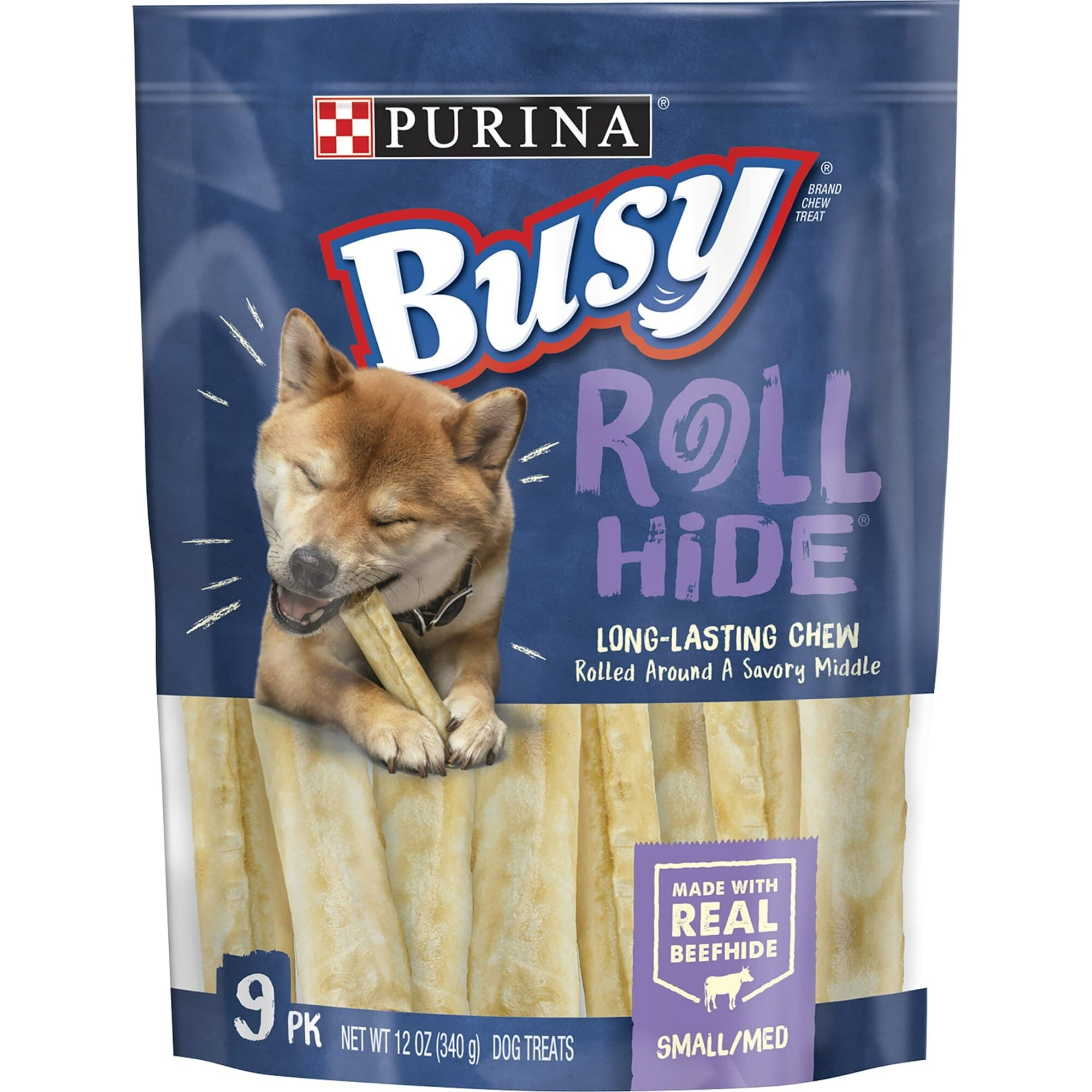 Purina Busy Bone Rollhide Beef Flavored Bones Rawhide Dog Treats - Small/Medium 5/12Z