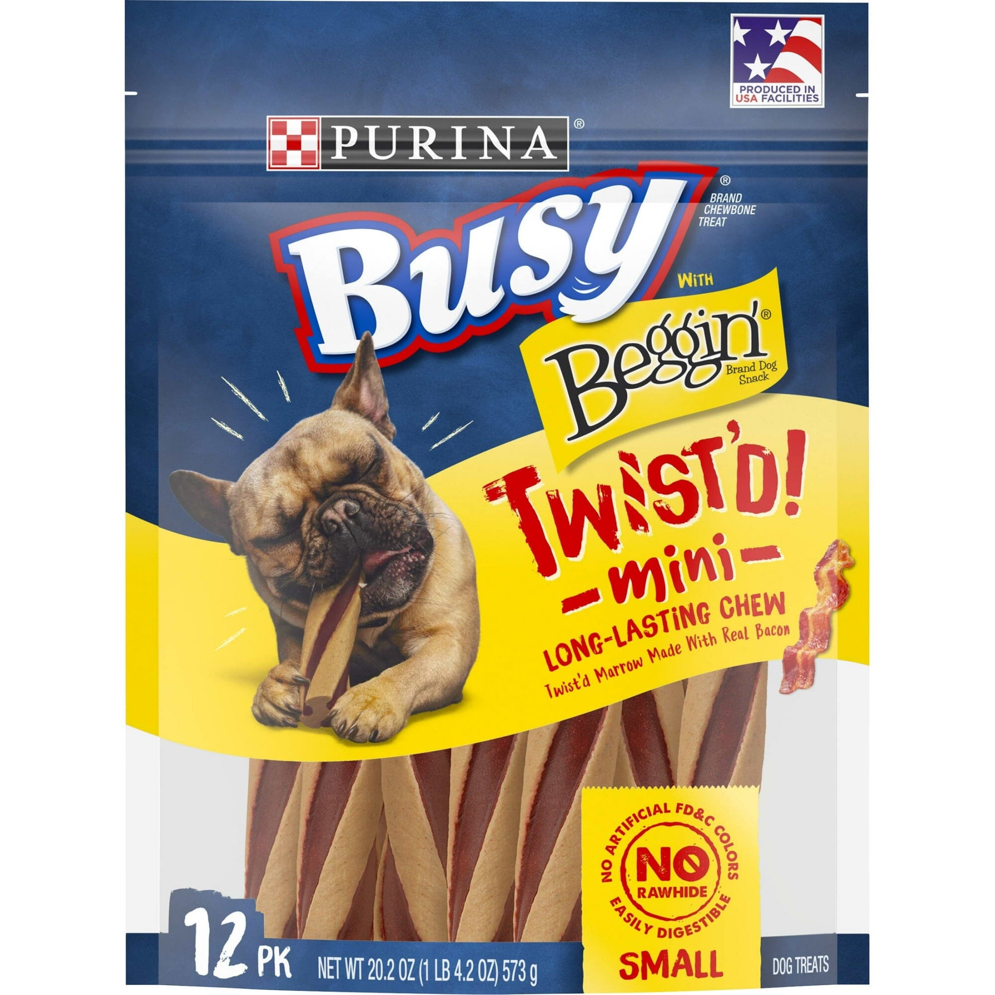 Purina Busy Bone with Beggin' Twist'd Bacon Flavor Chewy Dog Treats - Mini - 20.2 Oz - Case of 4