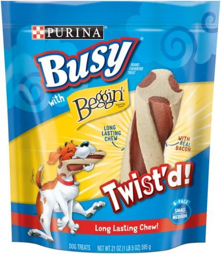 Purina Busy Bone with Beggin' Twist'd Bacon Flavor Chewy Dog Treats - Small/Medium - 21 Oz - Case of 4  