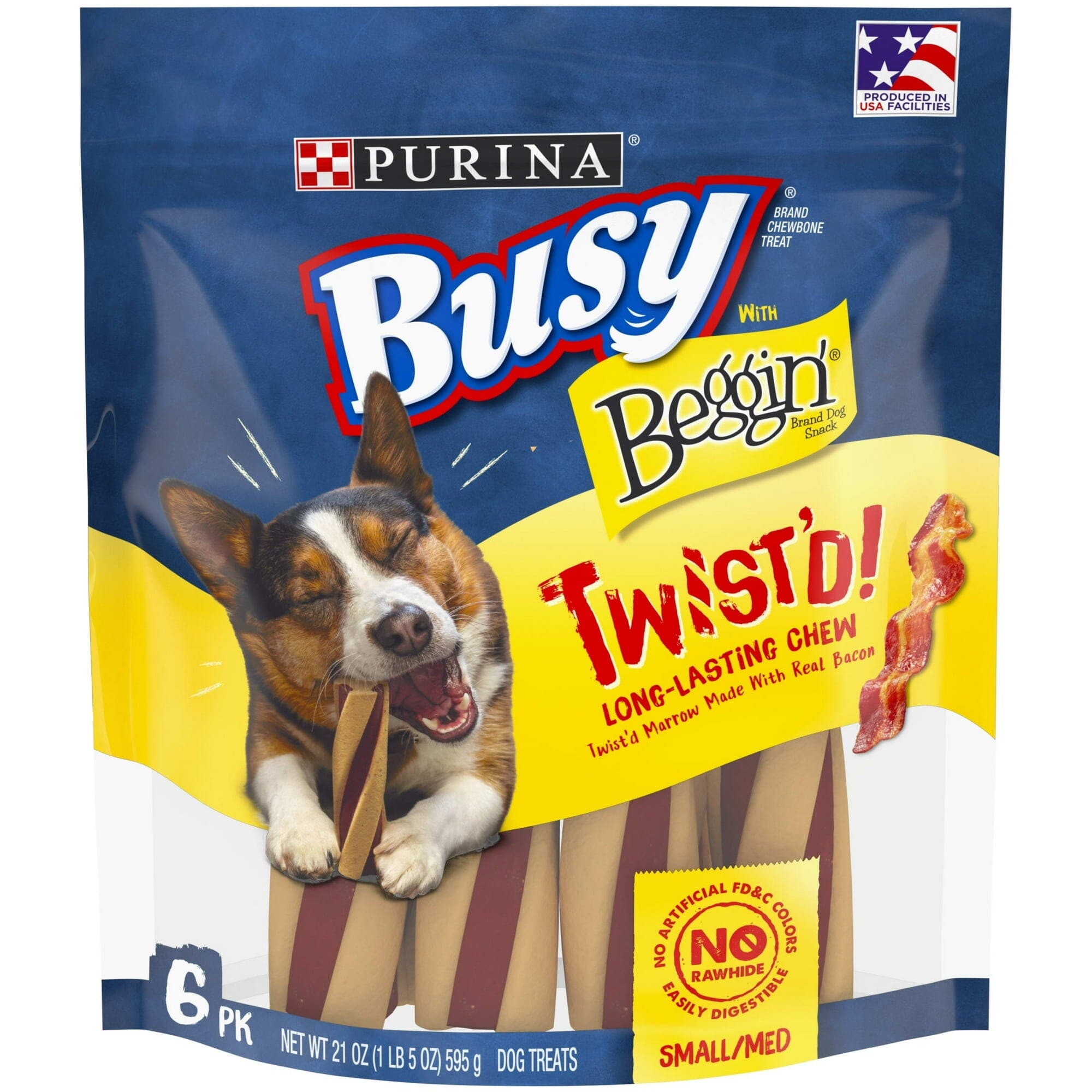 Purina Busy Bone with Beggin' Twist'd Bacon Flavor Chewy Dog Treats - Small/Medium - 21 Oz - Case of 4