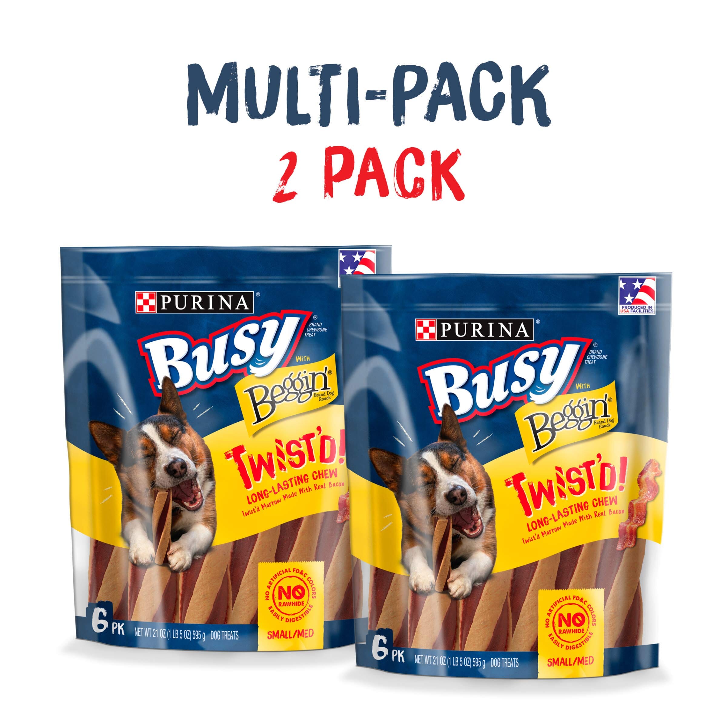 Purina Busy Bone with Beggin' Twist'd Bacon Flavor Chewy Dog Treats - Small/Medium - 7 Oz - Case of 6  