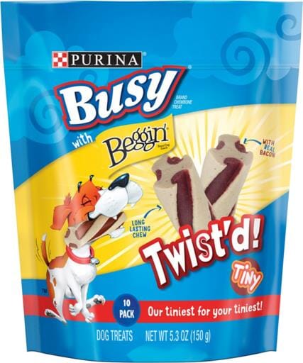 Purina Busy Bone with Beggin' Twist'd Bacon Flavor Chewy Dog Treats - Tiny - 5.3 Oz - Case of 6  