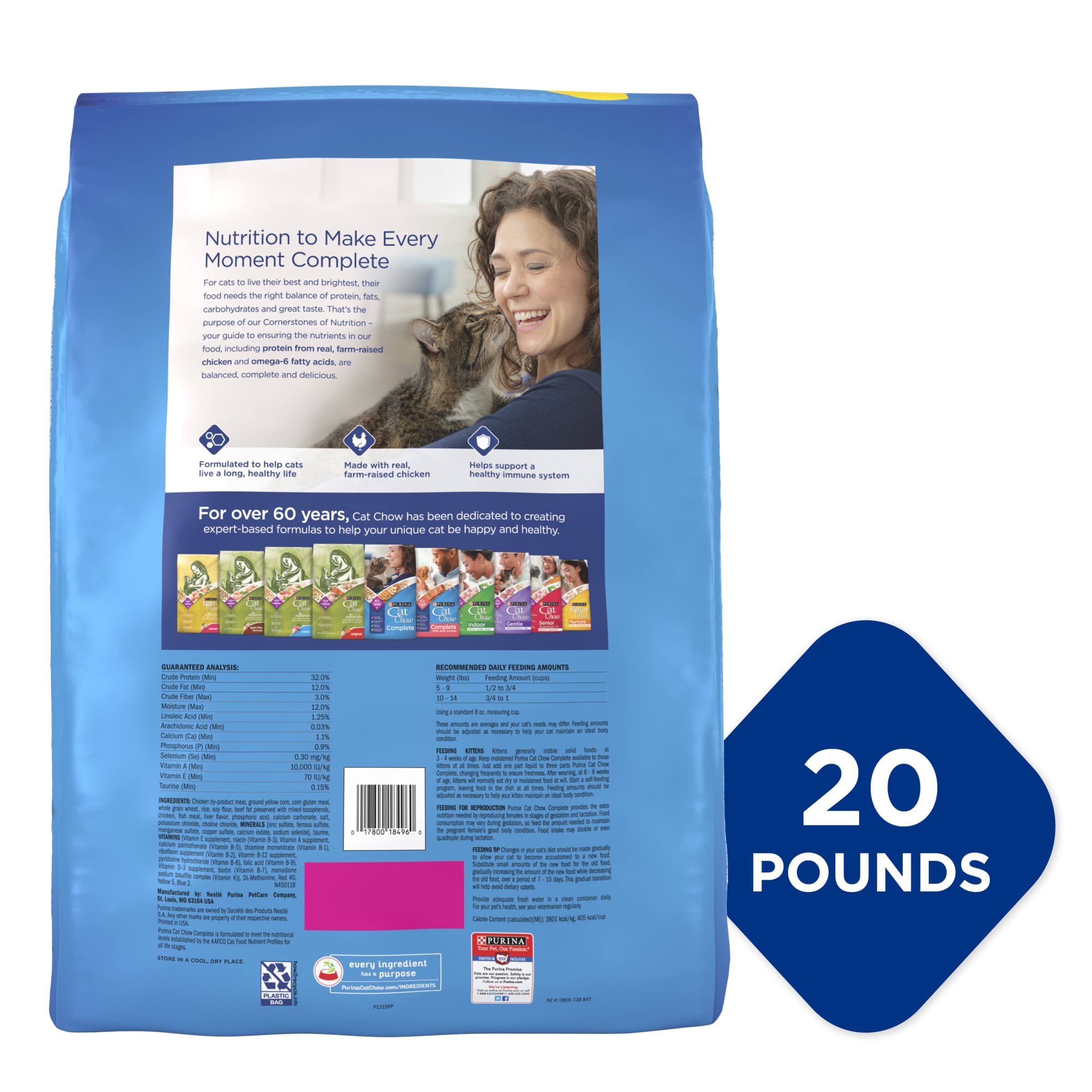 Purina Cat Chow Complete with Chicken Adult Dry Cat Food - 20 Lbs  