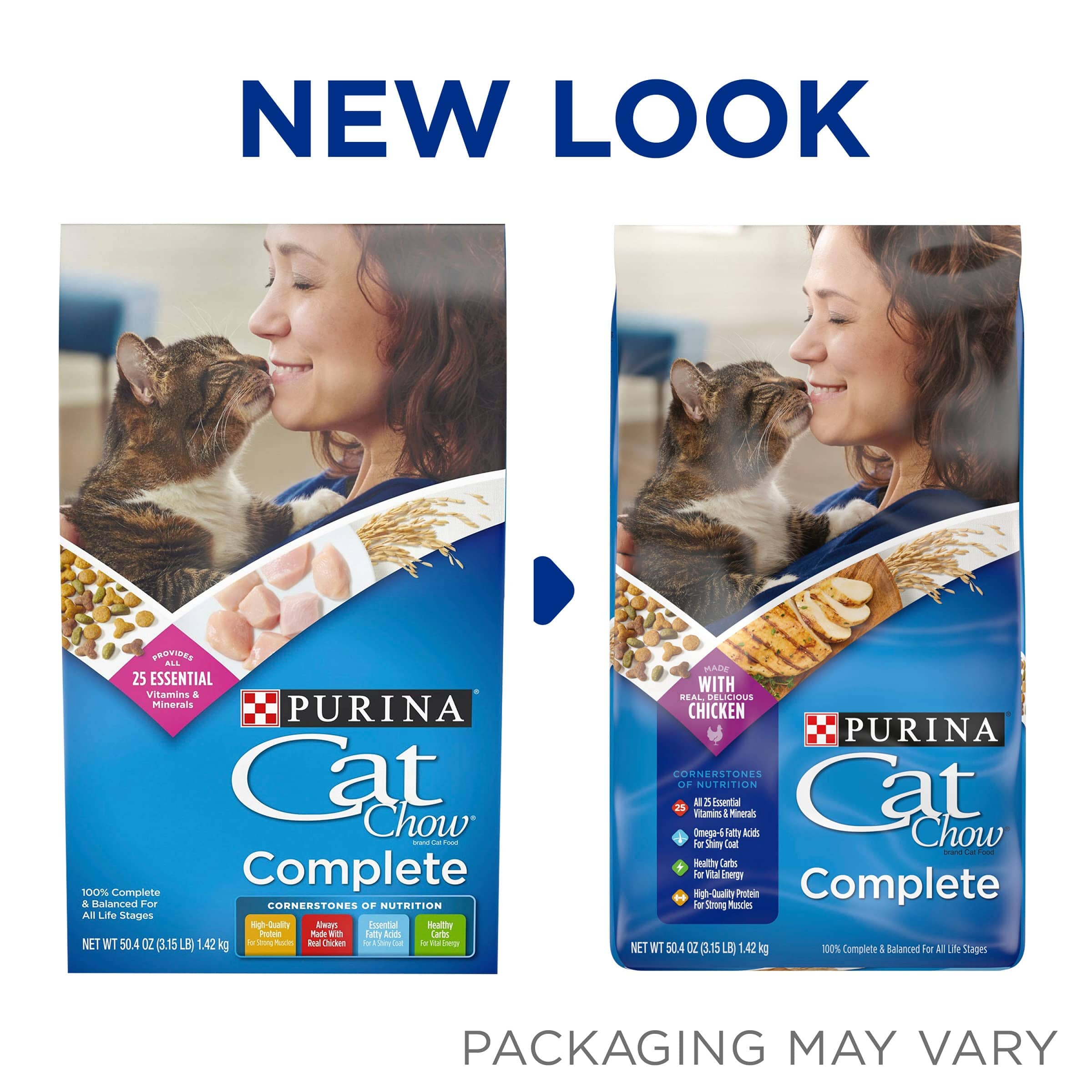 Purina Cat Chow Complete with Chicken Adult Dry Cat Food - 3.15 Lbs - Case of 4  