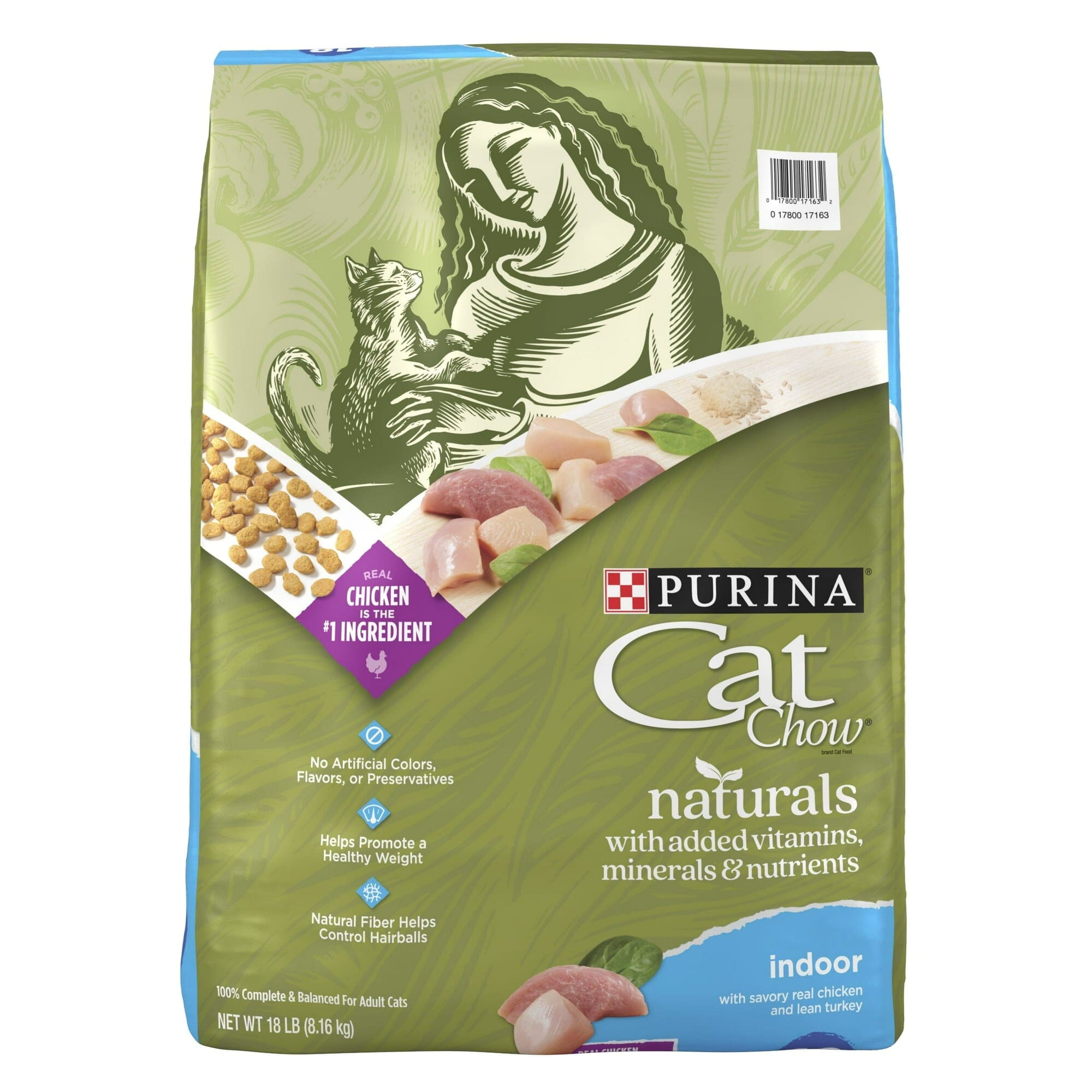 Purina Cat Chow Naturals Chicken and Turkey with Vitamins and Minerals Indoor Dry Cat Food - 18 Lbs