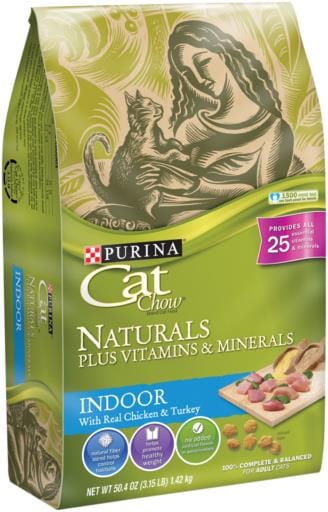 Purina Cat Chow Naturals Chicken and Turkey with Vitamins and Minerals Indoor Dry Cat Food - 3.15 Lbs - Case of 4  