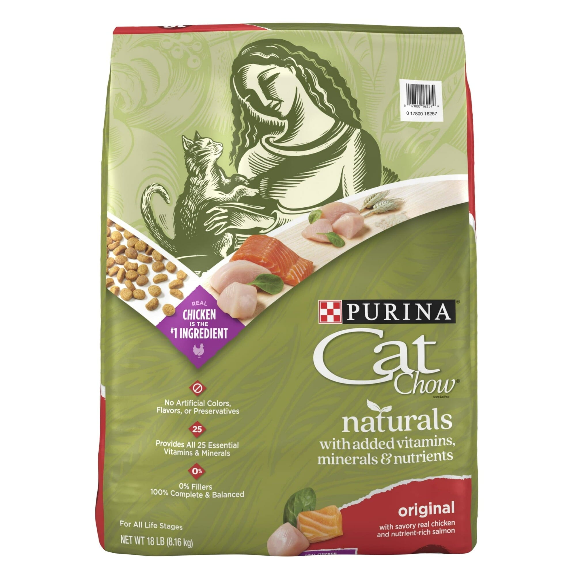 Purina Cat Chow Naturals Chicken Salmon with Vitamins and Minerals Dry Cat Food - 18 Lbs