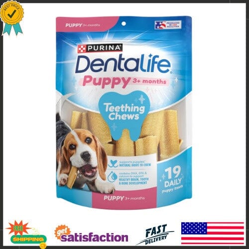 Purina DentaLife Puppy 3+ Months Teething Chews Chicken Flavor Dental Dog Treats 19 Count - 6 Oz - Case of 6