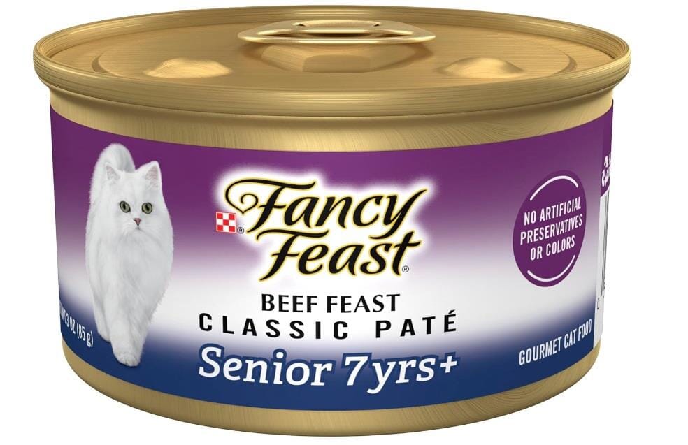 Purina Fancy Feast Beef Pate Senior Cat Canned Cat Food - 3 Oz - Case of 24  