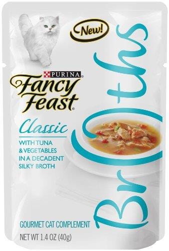 Purina Fancy Feast Broths Classic Tuna and Veggies Wet Cat Food or Topper Pouch - 1.4 Oz - Case of 16  