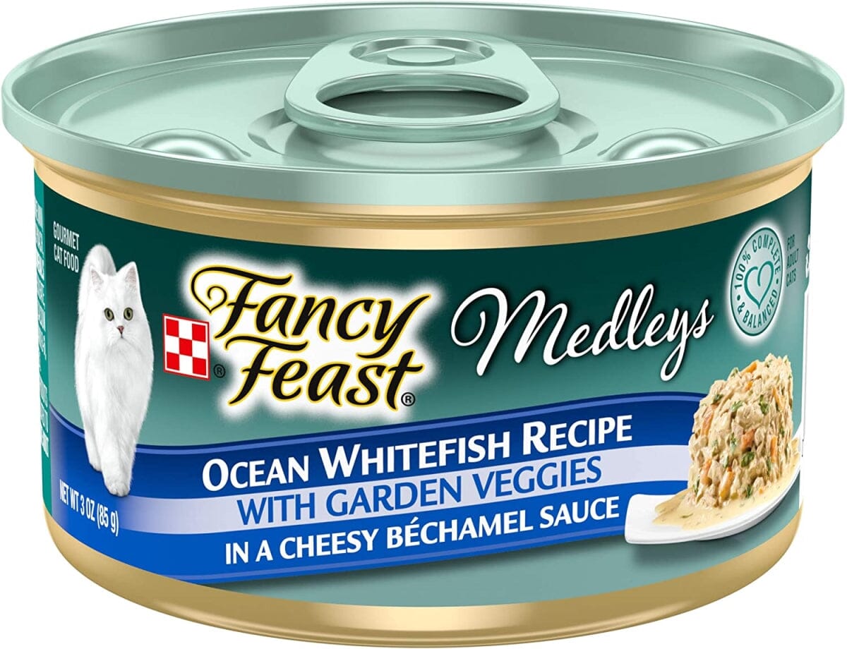 Purina Fancy Feast Classic Medley's Whitefish with Carrots and Spinach in Sauce Canned Cat Food - 3 Oz - Case of 24  