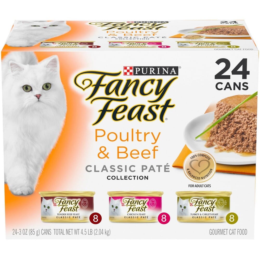 Purina Fancy Feast Classic Pate Poultry and Beef Canned Cat Food - Variety Pack - 3 Oz - Case of 24  