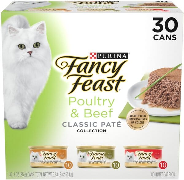 Purina Fancy Feast Classic Pate Poultry and Beef Canned Cat Food - Variety Pack - 3 Oz - Case of 30
