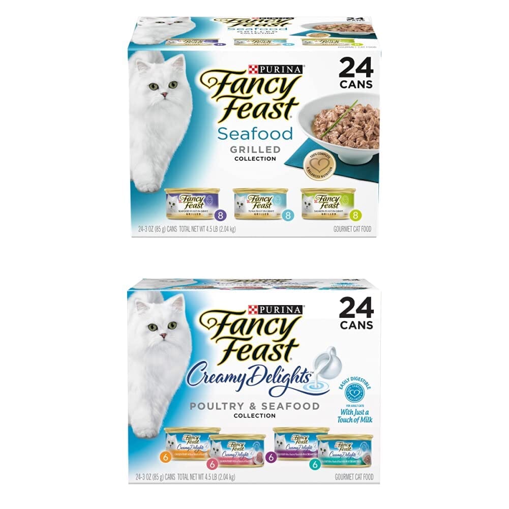 Purina Fancy Feast Creamy Delights Poultry and Seafood Wet Cat Food Trays - Variety Pack - 3 Oz - 24 Count  