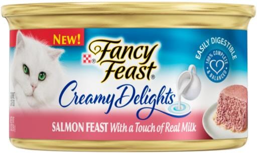 Purina Fancy Feast Creamy Delights Salmon with Real Milk Pate Canned Cat Food - 3 Oz - Case of 24  