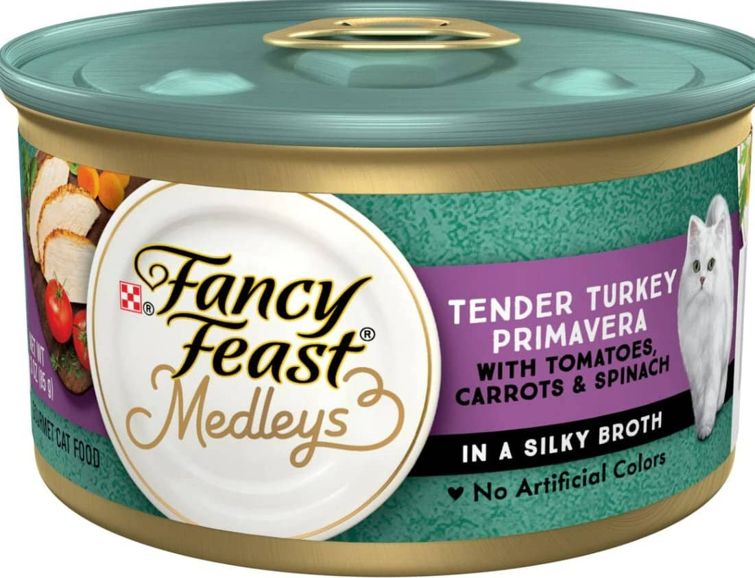 Purina Fancy Feast Elegant Medley's Tender Turkey Primavera with Garden Greens in Sauce Canned Cat Food - 3 Oz - Case of 24  