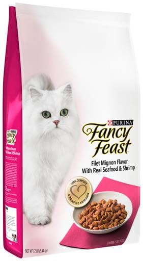 Purina Fancy Feast Gourmet Grilled Filet Mignon Beef and Real Seafood Dry Cat Food - 12 Lbs - Case of 4  