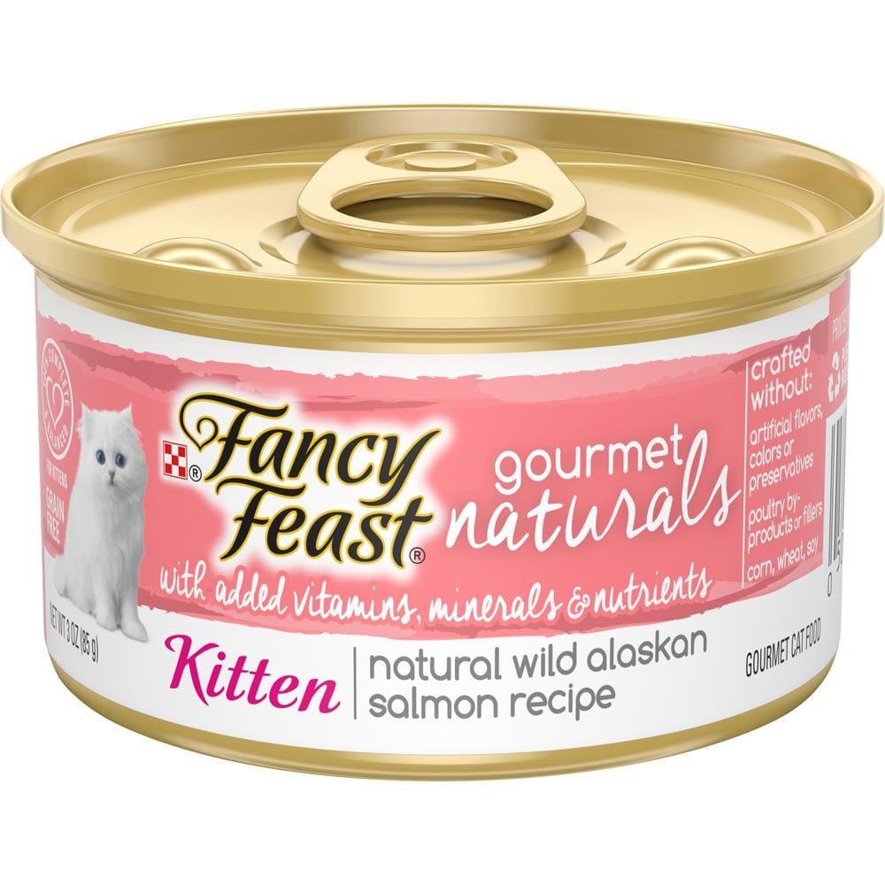 Purina Fancy Feast Gourmet Naturals Alaskan Salmon Pate with Vitamins and Minerals Kitten Recipe Canned Cat Food - 3 Oz - Case of 12  