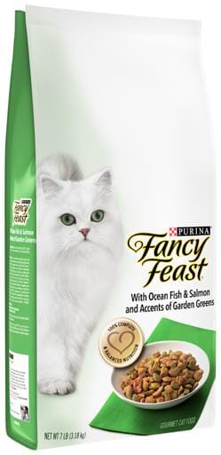 Purina Fancy Feast Gourmet Naturals Oceanfish and Salmon with Garden Greens Dry Cat Food - 7 Lbs - Case of 4  