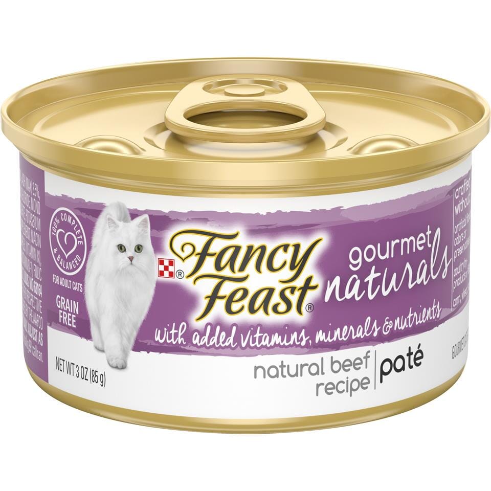 Purina Fancy Feast Gourmet Naturals Tender Beef Pate with Vitamins and Minerals Canned Cat Food - 3 Oz - Case of 12  