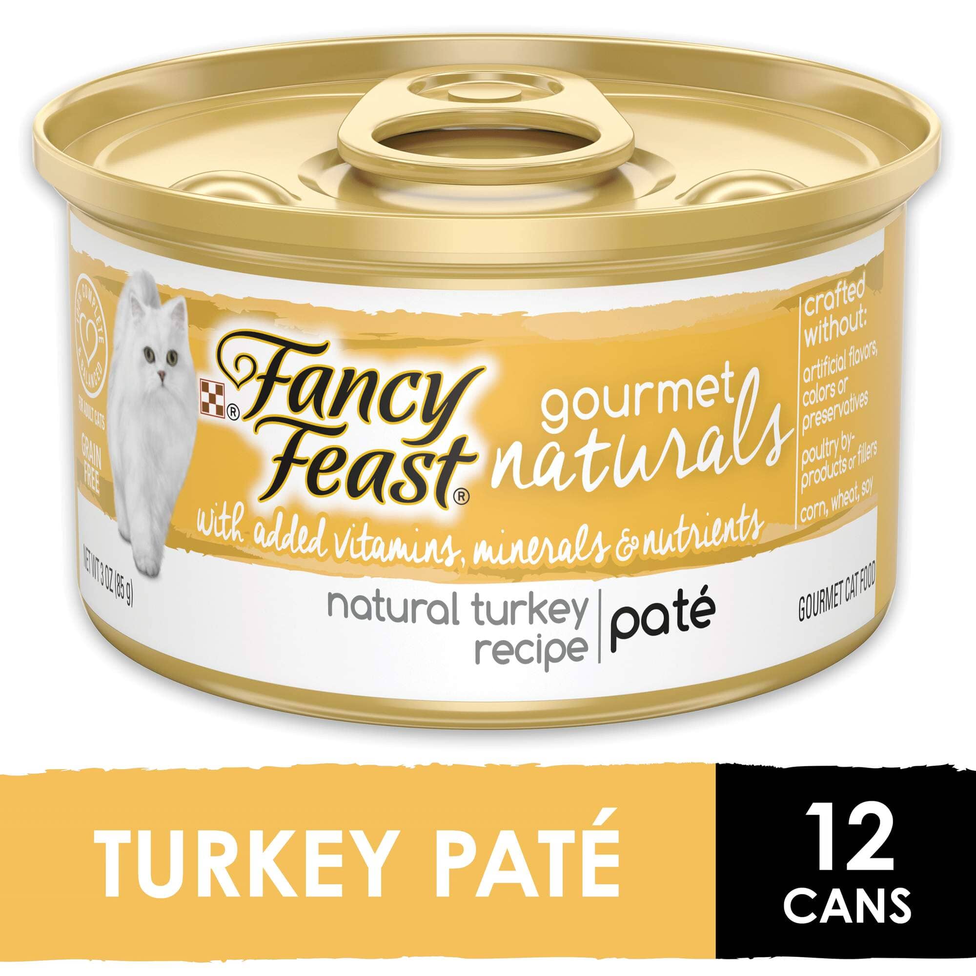 Purina Fancy Feast Gourmet Naturals Turkey Pate with Vitamins and Minerals Canned Cat Food - 3 Oz - Case of 12  