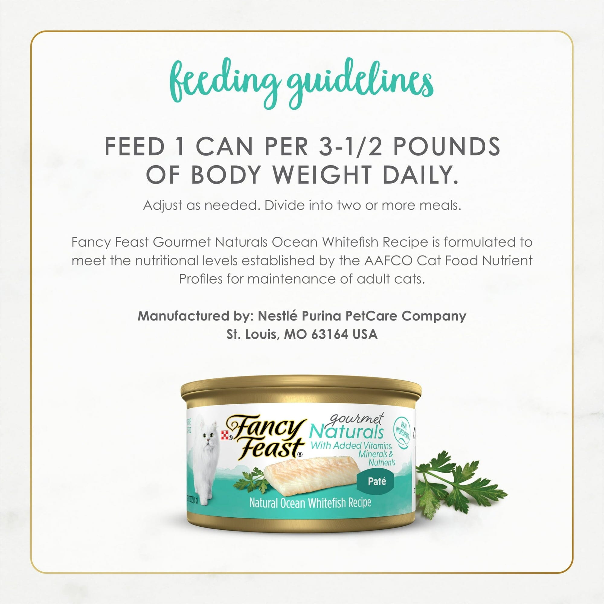 Purina Fancy Feast Gourmet Naturals Whitefish Pate with Vitamins and Minerals Canned Cat Food - 3 Oz - Case of 12  