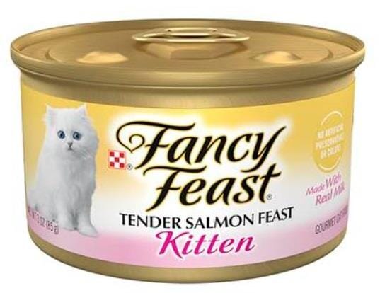 Purina Fancy Feast Grain-Free Tender Salmon Feast Kitten Canned Cat Food- 3 Oz - Case of 24  