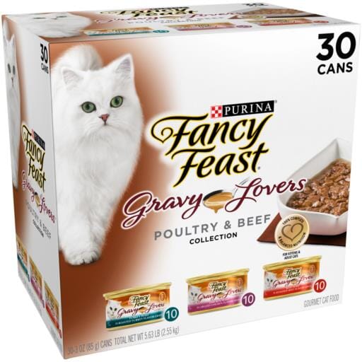 Purina Fancy Feast Gravy Lovers Chicken Turkey and Beef Canned Cat Food - Variety Pack - 3 Oz - Case of 30  