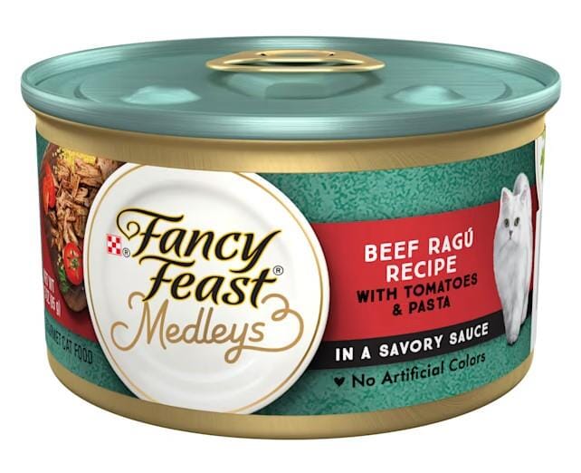 Purina Fancy Feast Medley's Beef Ragu Tomatoes and Pasta in Savory Sauce Canned Cat Food - 3 Oz - Case of 24  