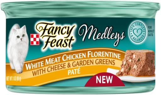 Purina Fancy Feast Medley's Chicken with Cheese with Spinach Pate Canned Cat Food - 3 Oz - Case of 24  