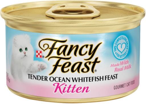 Purina Fancy Feast Ocean Whitefish Feast with Real Milk Kitten Formula Canned Cat Food - 3 Oz - Case of 24  