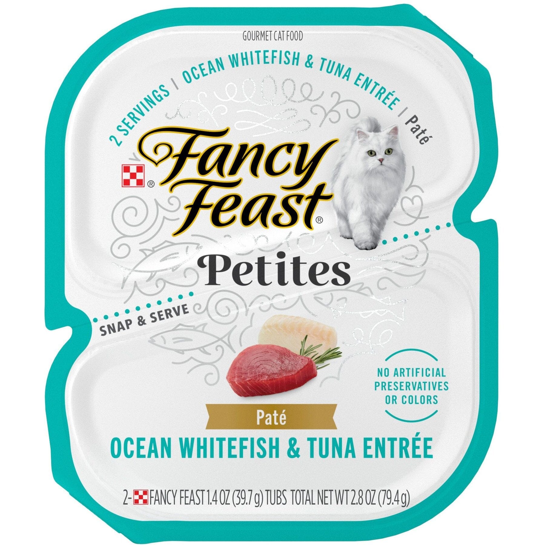 Purina Fancy Feast Petites Chicken Salmon Whitefish and Tuna Pate Entrée Wet Cat Food Trays - Variety Pack - 2.8 Oz - 12 Count