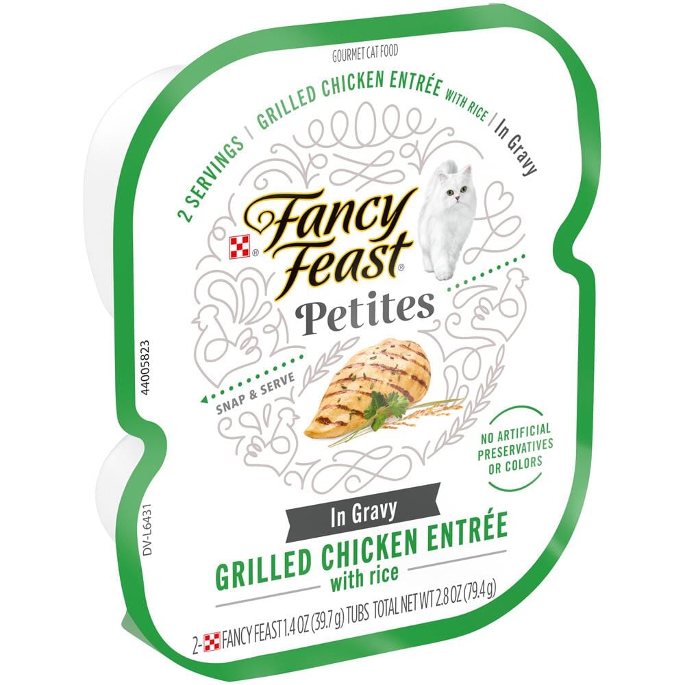 Purina Fancy Feast Petites Grilled Chicken and Rice in Gravy Wet Cat Food Trays - 2.8 Oz - Case of 12  