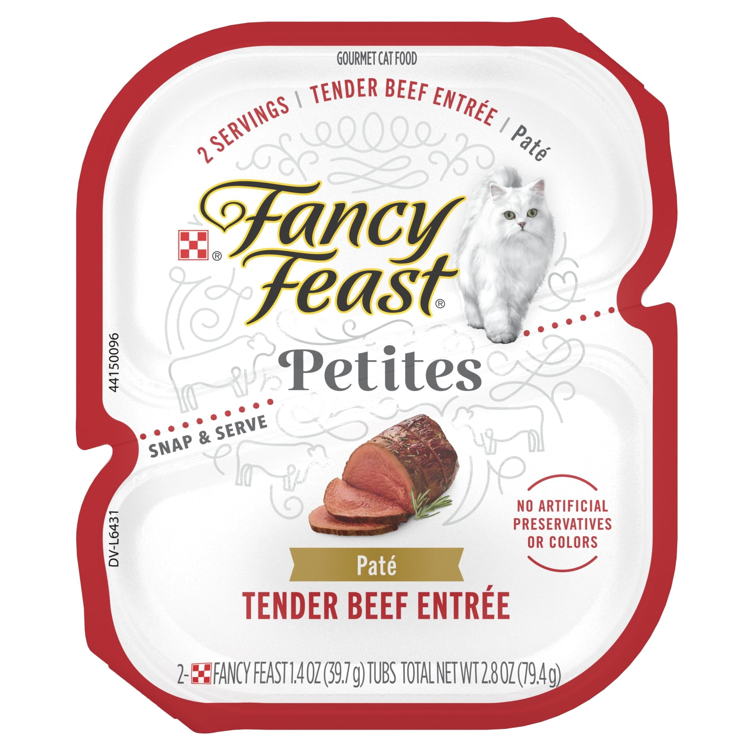 Purina Fancy Feast Petites Tender Beef Beef Pate Entrée Wet Cat Food Trays - 2.8 Oz - Case of 12