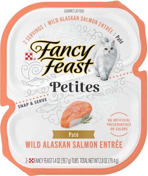 Purina Fancy Feast Petites Wild Alaskan Salmon Pate Entrée Wet Cat Food Trays - 2.8 Oz - Case of 12