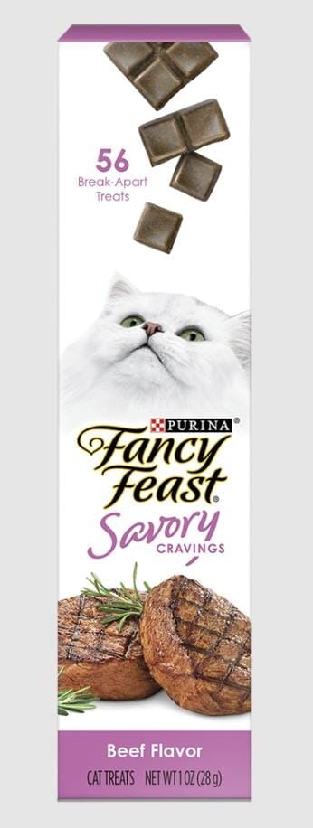 Purina Fancy Feast Savory Cravings Break-Apart Limited Ingredient Beef Soft and Chewy Cat Treats - 1 Oz - Case of 20  