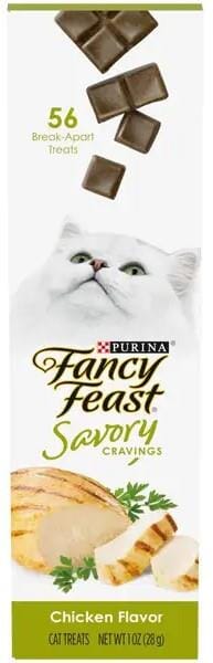 Purina Fancy Feast Savory Cravings Break-Apart Limited Ingredient Chicken Soft and Chewy Cat Treats - 1 Oz - Case of 20  