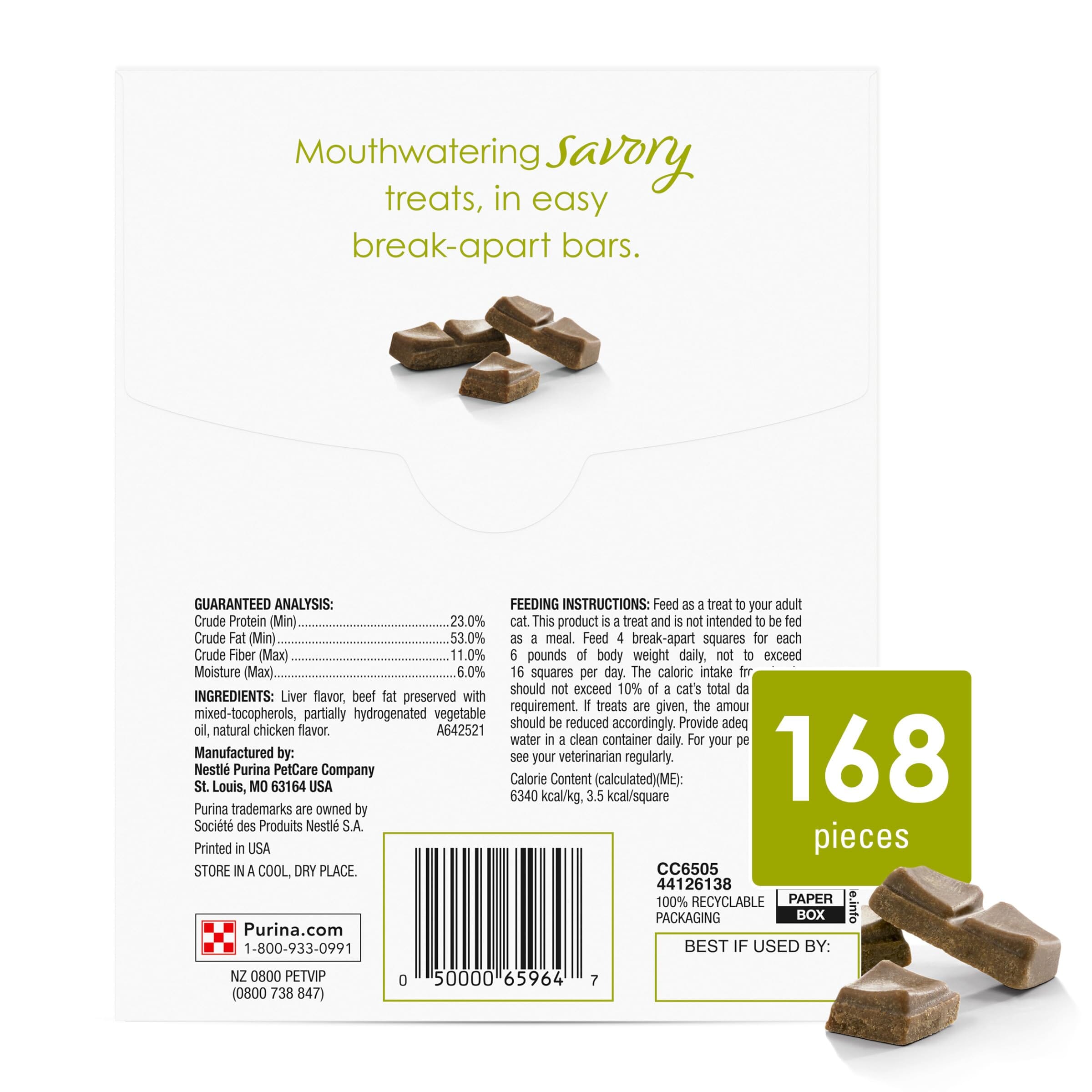 Purina Fancy Feast Savory Cravings Break-Apart Limited Ingredient Chicken Soft and Chewy Cat Treats - 3 Oz - Case of 10  