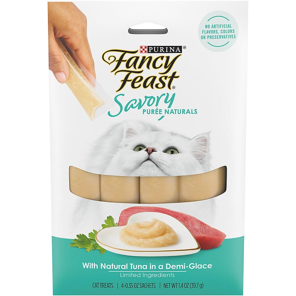 Purina Fancy Feast Savory Puree Naturals Chicken Squeezable Tubes Cat Treats - 1.4 Oz - Case of 30  