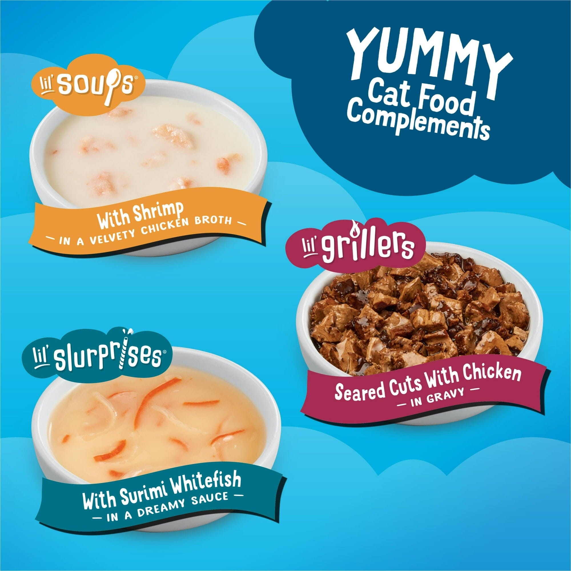 Purina Friskies All Star Faves Lil' Soups Lil' Grillers Lil' Slurpries Wet Cat Food or Toppers - Variety Pack - 8 Pack - Case of 6