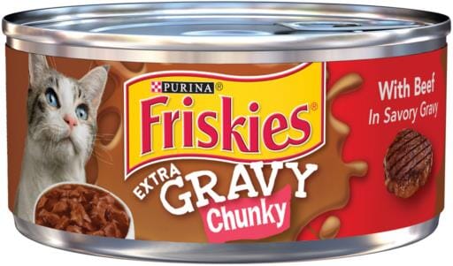 Purina Friskies Extra Gravy Chunky Beef Canned Cat Food - 5.5 Oz - Case of 24  